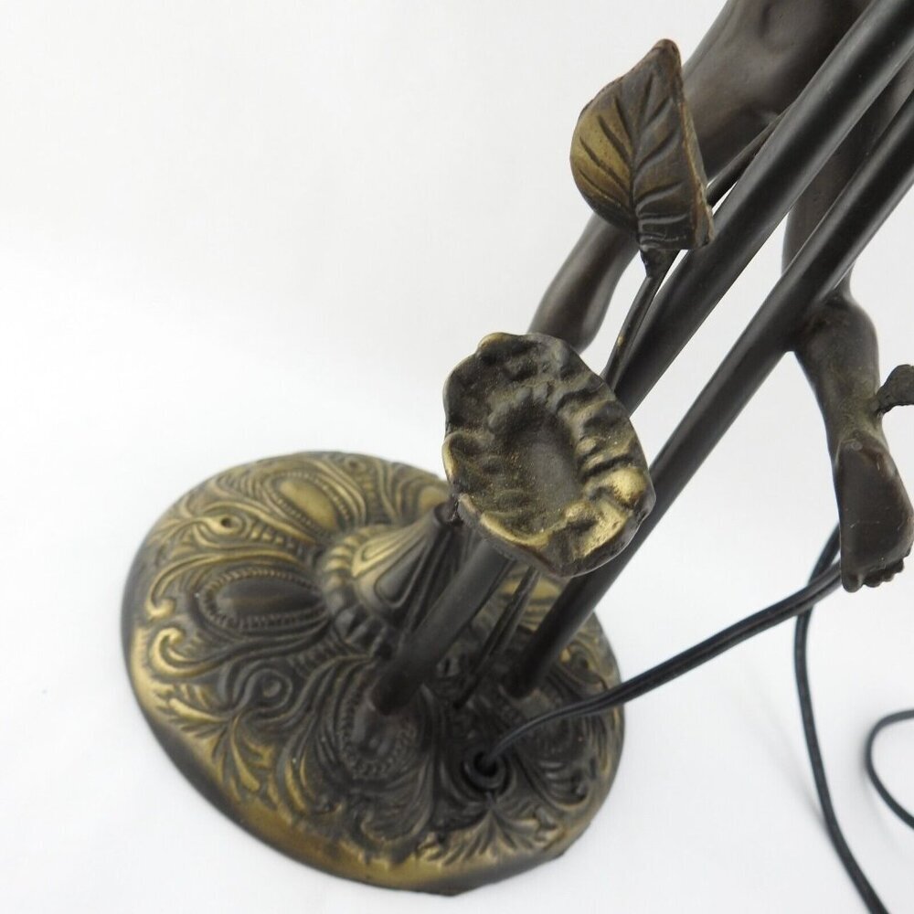 Bronze Figural Mercury Statue Lamp 23" T Floral Medical Staff - Picture 11 of 16